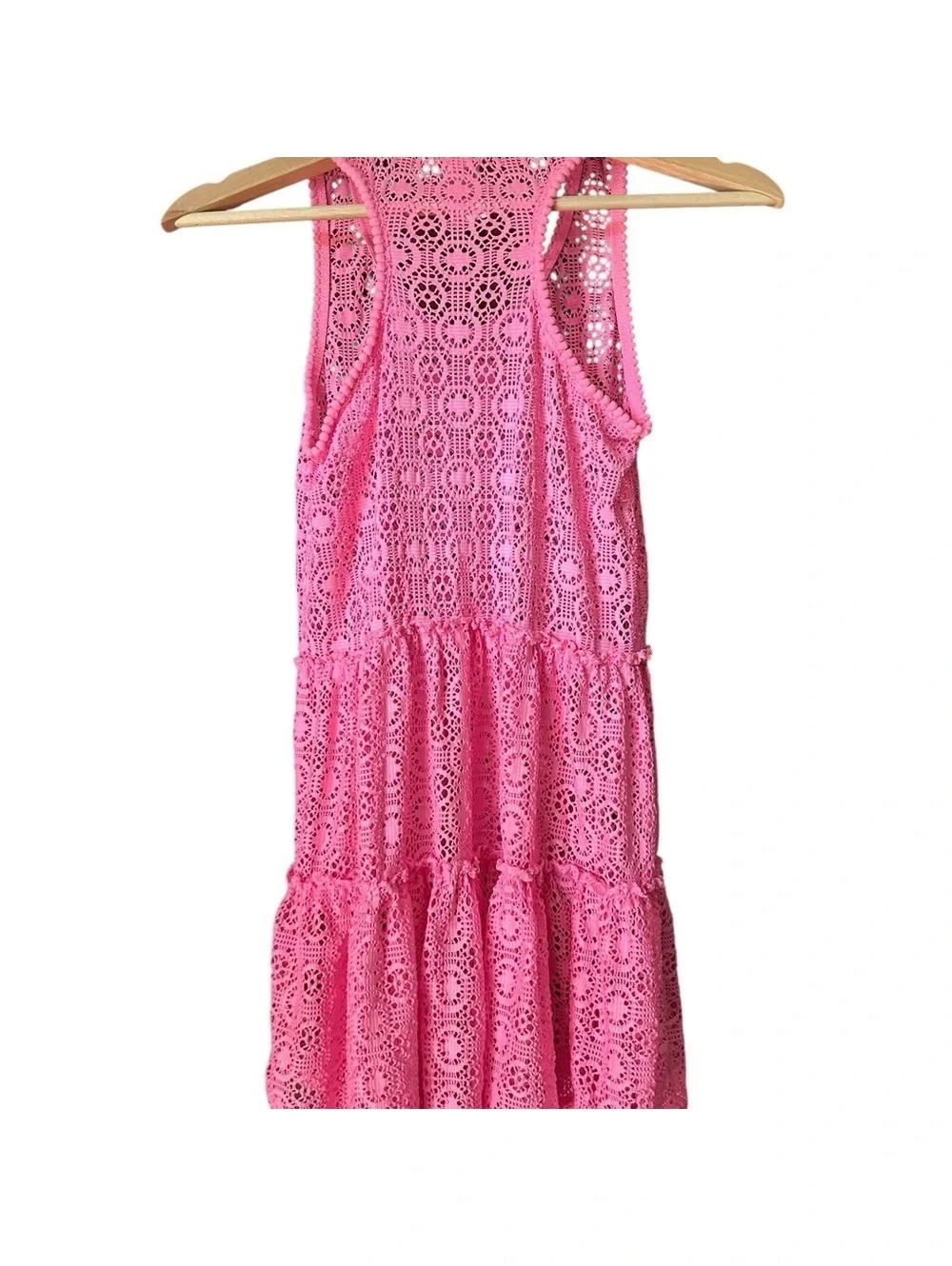 Cat & Jack Bright Pink Crochet Swim Coverup Pink Coverups Size LG